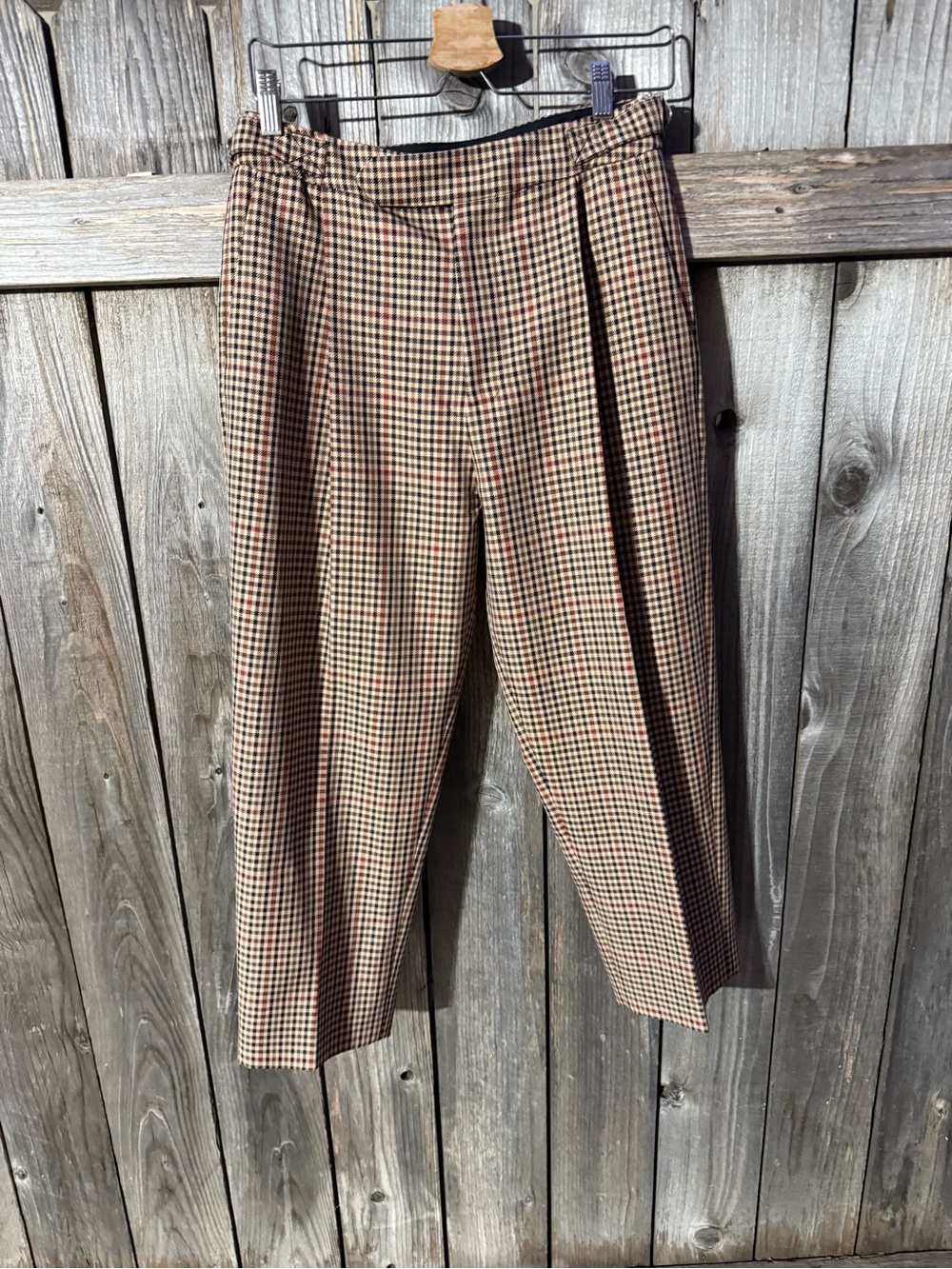 MONSE Brown Checked Cropped Ankle Pants - Picture 4 of 7